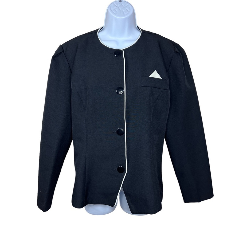 Vintage Bonfire Black White Blazer Jacket Long Sleeve Classic Retro Preppy
